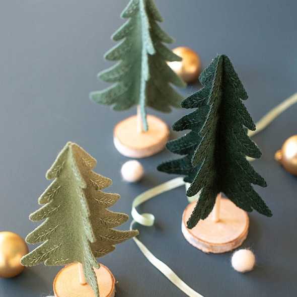 Декоративные новогодние елки из фетра для вашего дома
