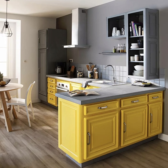5 примеров удачно реализованной желто-серой кухни